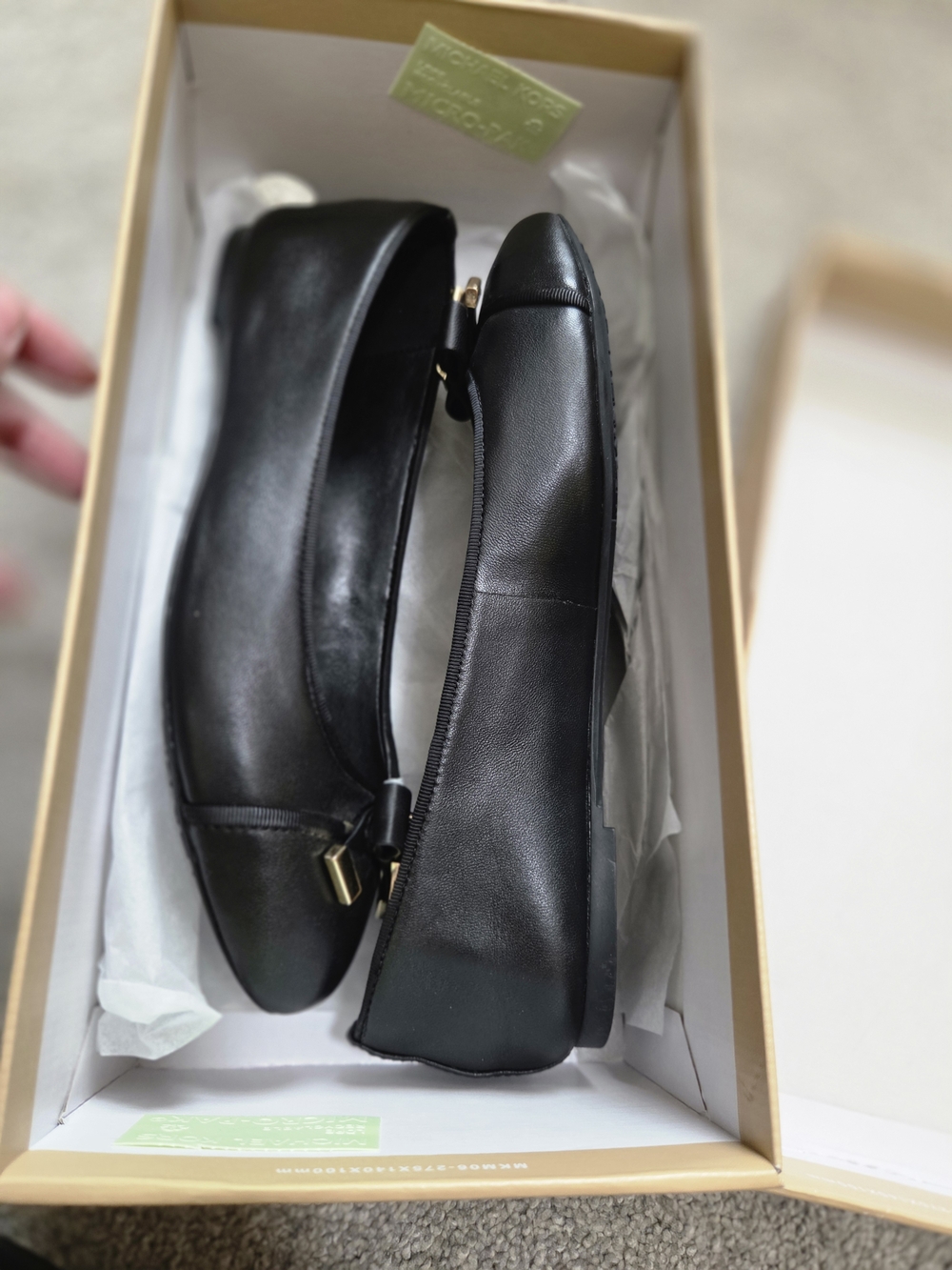 Michael Kors Black Alice Ballet Flats with Gold Accent - Picture 3 of 4